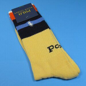Polo Ralph Lauren Men's Rugby Stripe Cuff Crew Socks Yellow Size 10-13